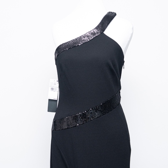 Adrianna Papell Knit Crepe One Shoulder Sequin Gown - Picture 10 of 12